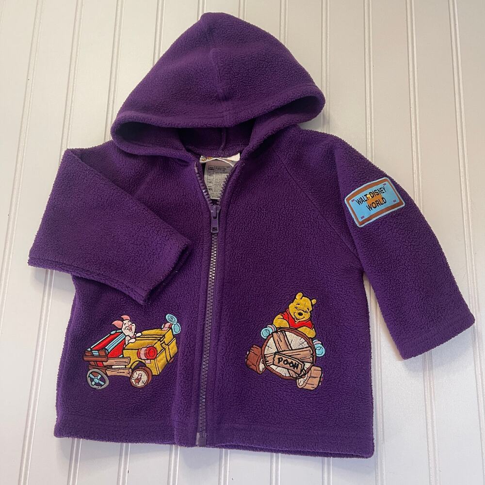 Vintage Y2K Disney World Baby Winnie Pooh Embroidered Full Zip Girl 12 Months